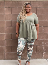 Military Camouflage High Rise Microfiber Full Length Leggings