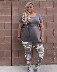 Plus Size Gray Peplum Top