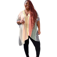 Women's Multicolored Striped Kimono - Fabulously Dressed Boutique