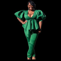 Elegant Women's Plus Size Puff Sleeve Legging Set - Fabulously Dressed Boutique