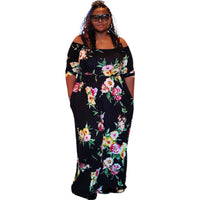 Plus Size Off Shoulder Floral Maxi Dress