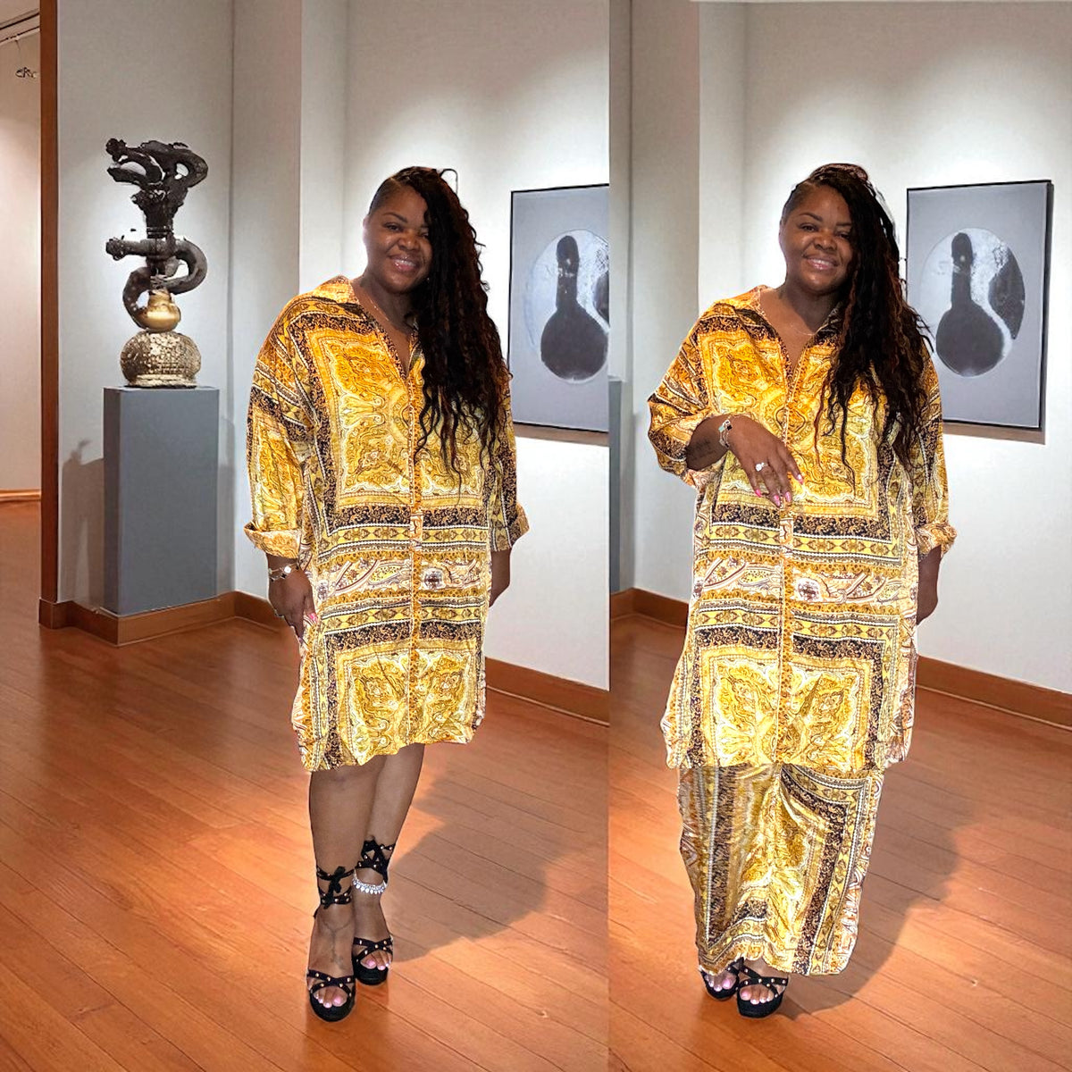 Plus Size Satin Luxe Multi Wear Gold Set