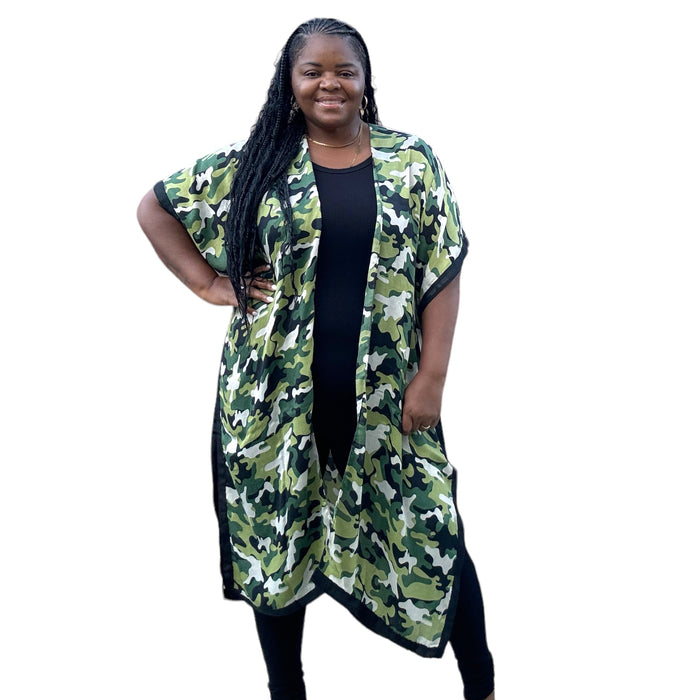 Women's One Size Long Open Front Leopard Print Kimono - Fabulously Dressed Boutique