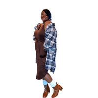 Plus Size Drawstring Sleeveless Brown Midi Dress - Fabulously Dressed Boutique