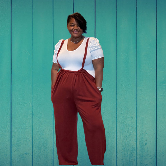 Plus Size Boho Chic Wide Leg Suspender Pants - Fabulously Dressed Boutique