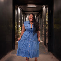 Stunning Plus Size Denim Button Down Maxi Dress - Fabulously Dressed Boutique