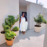 Plus Size Striped Linen Maxi Dress With Tassels - Fabulously Dressed Boutique