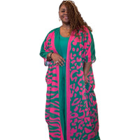 Green And Pink Bohemian Print Kimono