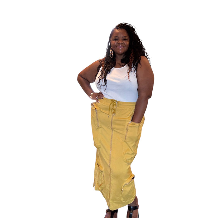 Womens Plus Size Zip Up Cargo Skirt