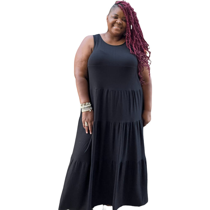 Black Fit & Flare Plus Size Maxi Dress - Fabulously Dressed Boutique