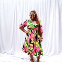 Brushed Print Plus Size Midi Dress - Fabulously Dressed Boutique