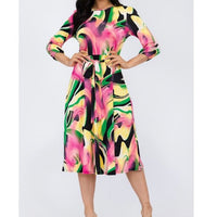Brushed Print Plus Size Midi Dress - Fabulously Dressed Boutique