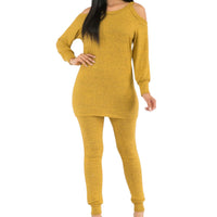 Classy Plus Size Cold Shoulder Jogger Set - Fabulously Dressed Boutique
