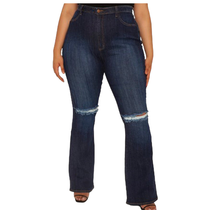 High Rise Plus Size Distressed Jeans - Fabulously Dressed Boutique