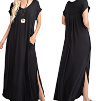Plus Size Basic Maxi Dress With Pockets - Fabulously Dressed Boutique