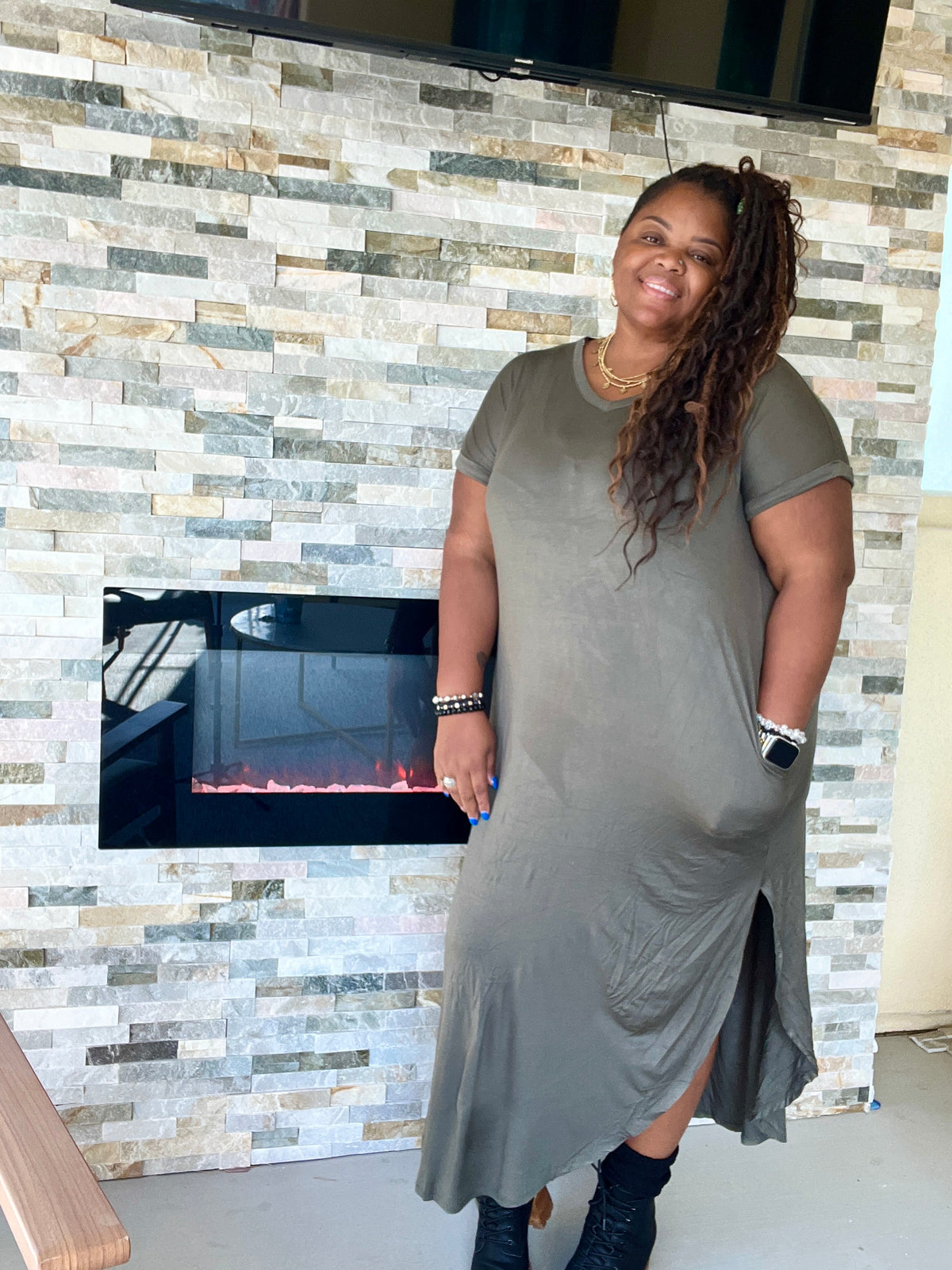 Plus Size Basic Maxi Dress With Pockets - Fabulously Dressed Boutique