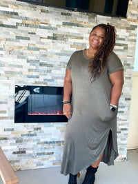 Plus Size Basic Maxi Dress With Pockets - Fabulously Dressed Boutique
