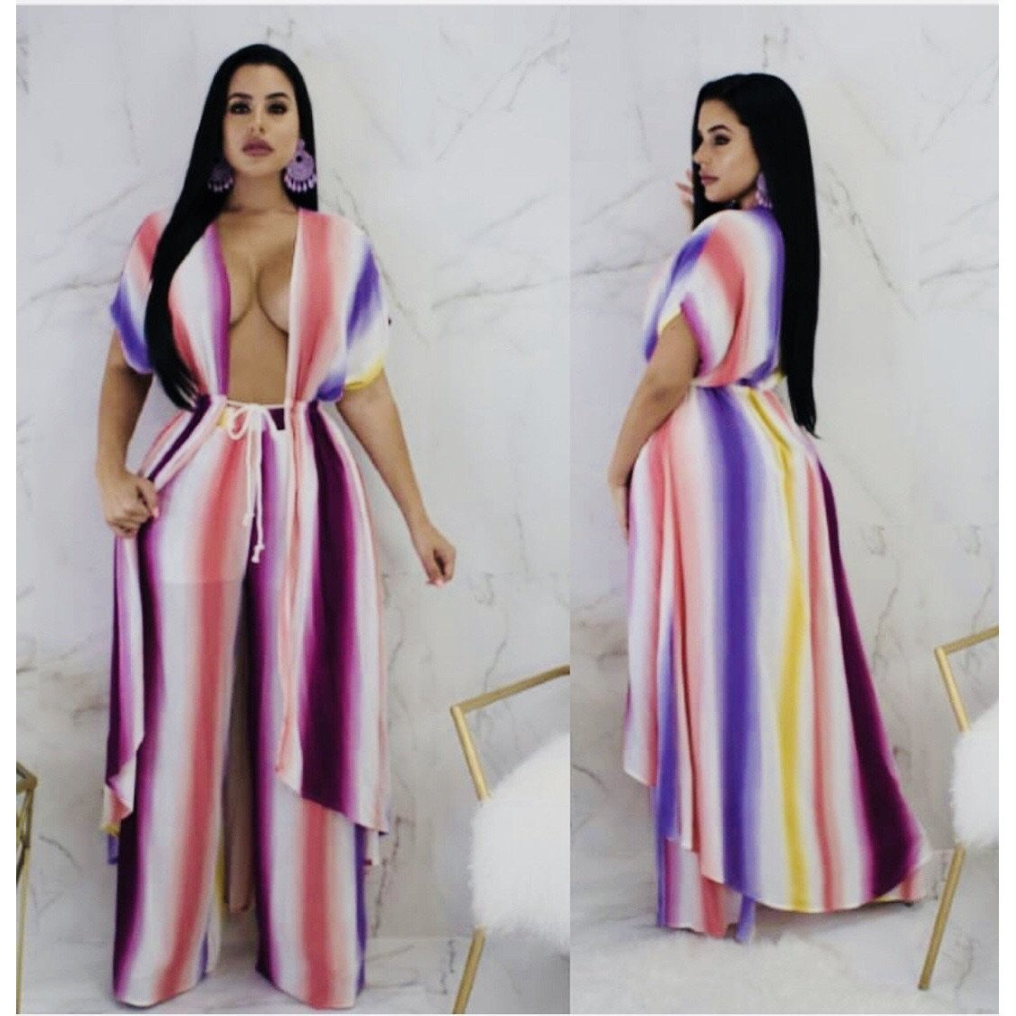 New 2 Piece Wide Leg And Cardigan Set - Fabulously Dressed Boutique