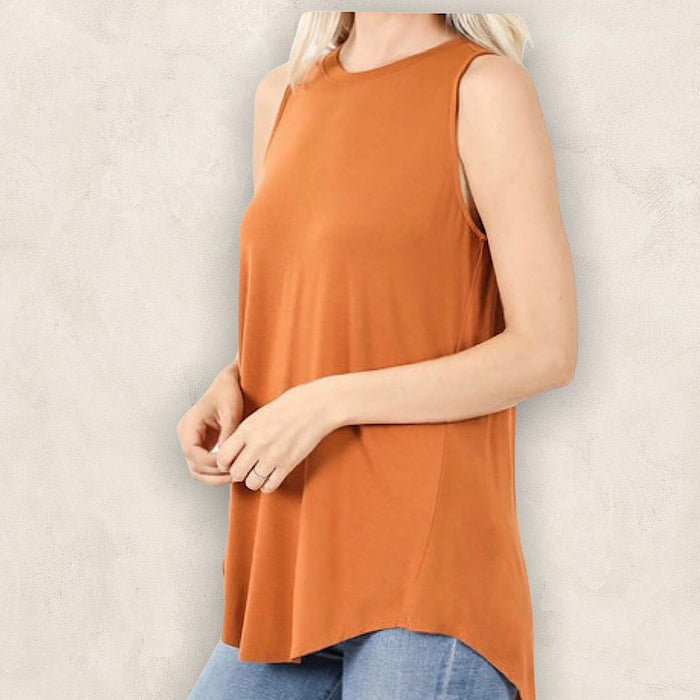 Plus Size Almond Hi Low Hem Tank - Fabulously Dressed Boutique