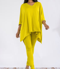 Plus Size Asymmetrical Hem Top and Pants Set - Fabulously Dressed Boutique