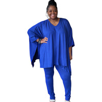 Plus Size Asymmetrical Hem Top and Pants Set - Fabulously Dressed Boutique