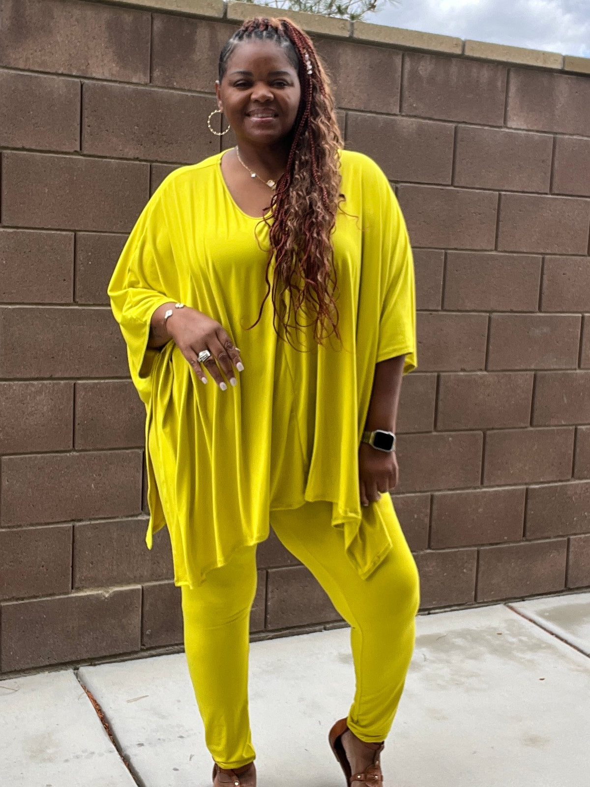 Plus Size Asymmetrical Hem Top and Pants Set - Fabulously Dressed Boutique