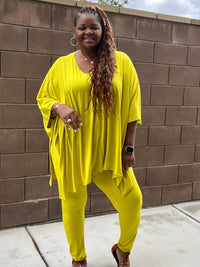 Plus Size Asymmetrical Hem Top and Pants Set - Fabulously Dressed Boutique