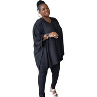 Plus Size Asymmetrical Hem Top and Pants Set - Fabulously Dressed Boutique