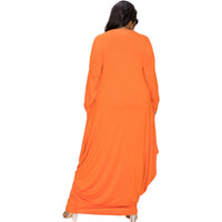 Plus Size Draped Long Sleeve Maxi Dress - Fabulously Dressed Boutique