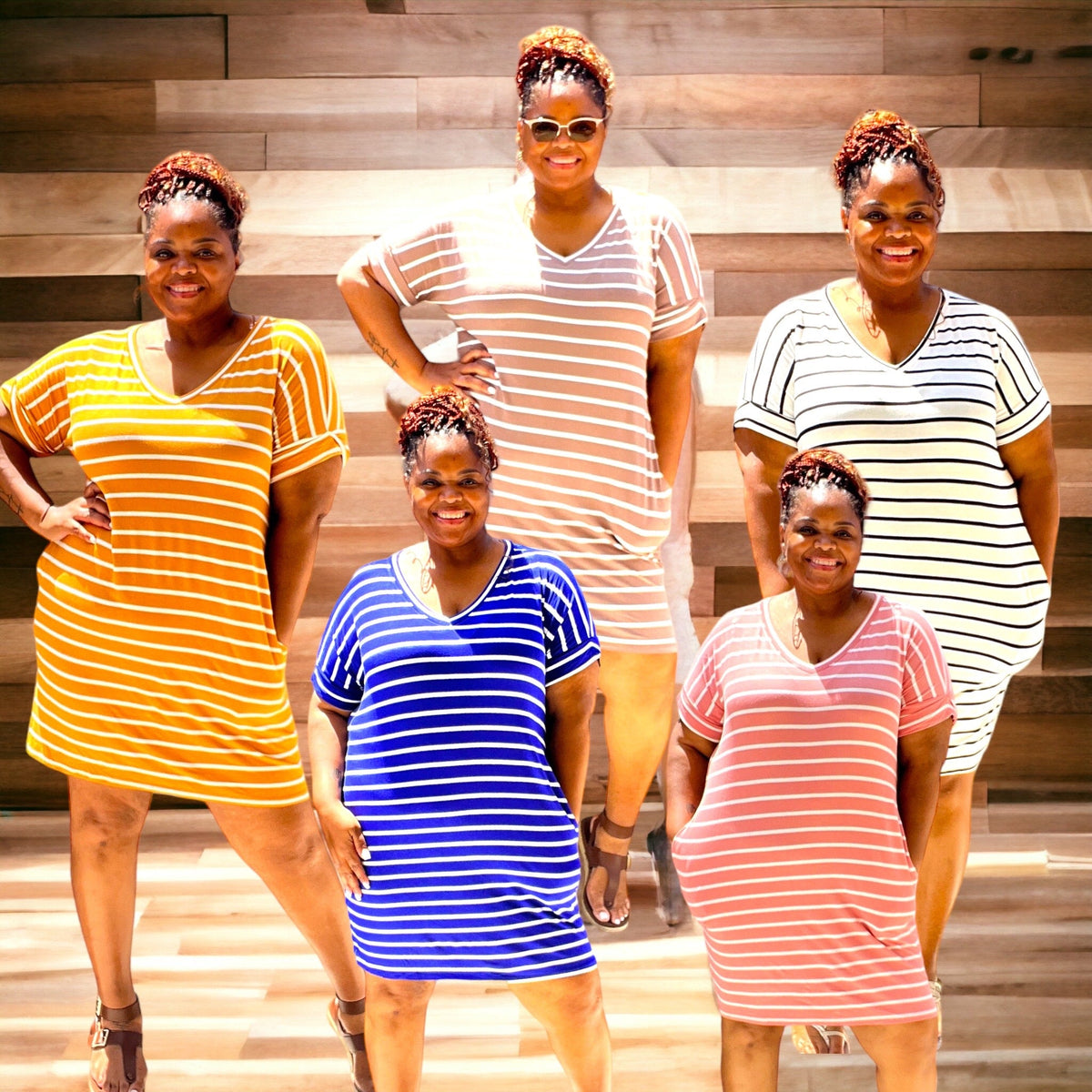 Plus Size Everyday Basic Striped Tunic Dress - Fabulously Dressed Boutique