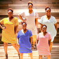 Plus Size Everyday Basic Striped Tunic Dress - Fabulously Dressed Boutique