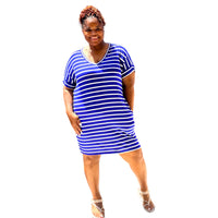 Plus Size Everyday Basic Striped Tunic Dress - Fabulously Dressed Boutique