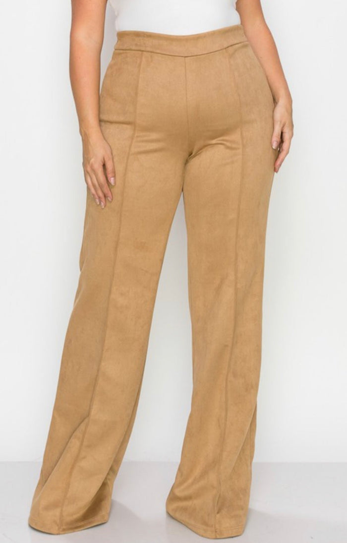 Plus Size High Waisted Faux Suede Pant - Fabulously Dressed Boutique