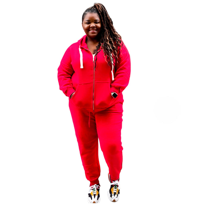 Plus Size Hooded Sweatsuit Set - Fabulously Dressed Boutique