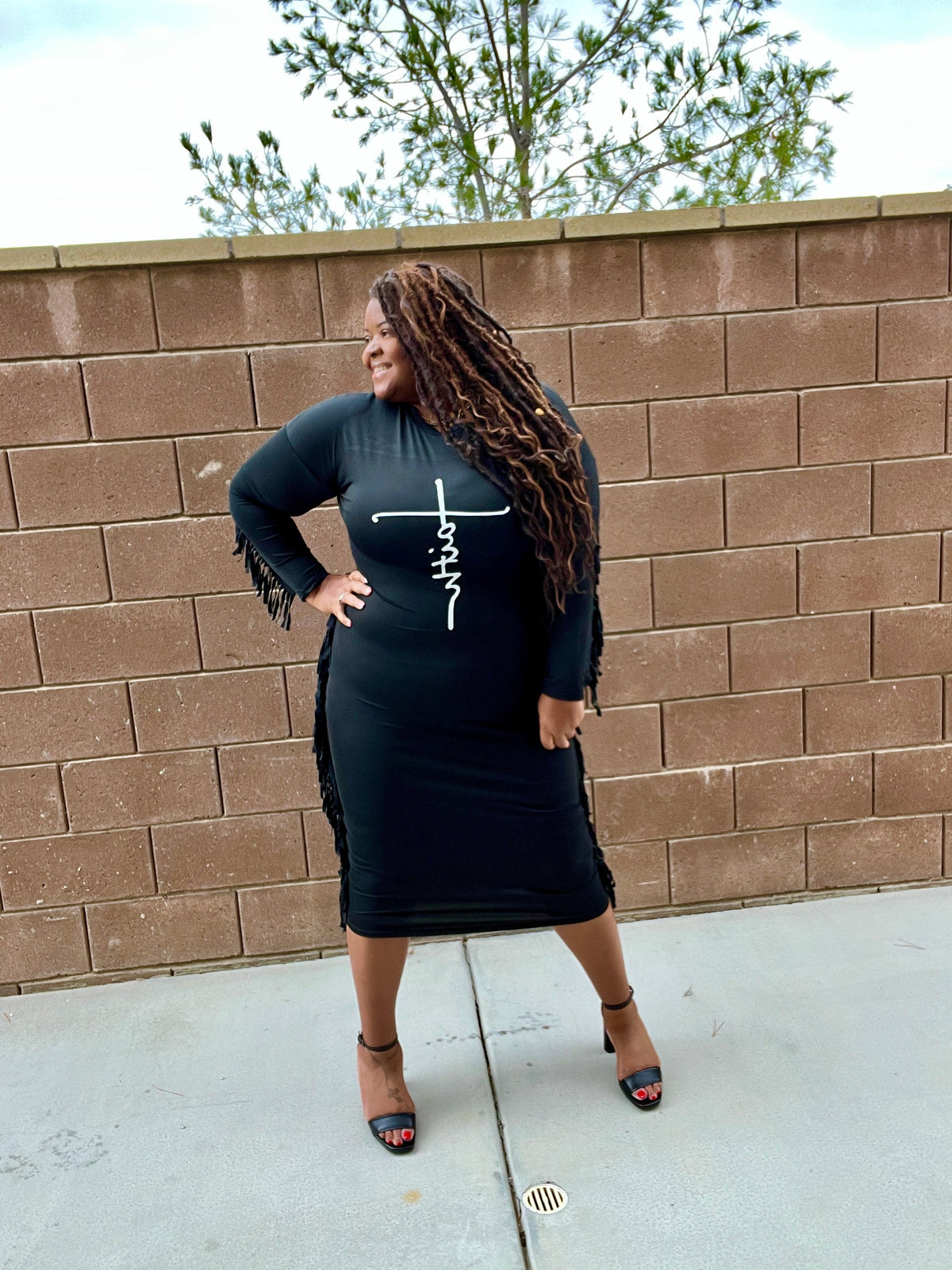 Plus Size Little Black Fringe Dress - Fabulously Dressed Boutique