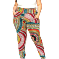 Plus Size Multi Print Pants With Pockets - Fabulously Dressed Boutique