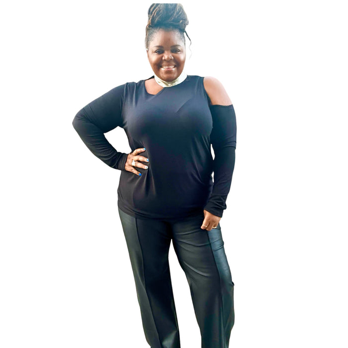 Plus Size Silver Trim Mockneck Top - Fabulously Dressed Boutique
