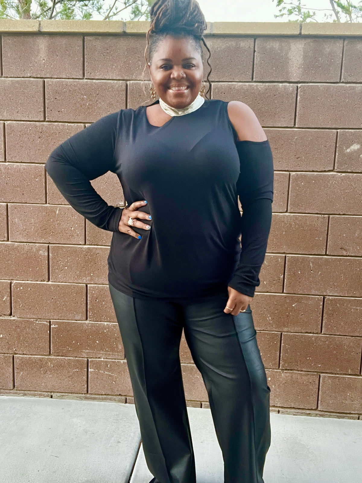 Plus Size Silver Trim Mockneck Top - Fabulously Dressed Boutique