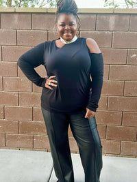 Plus Size Silver Trim Mockneck Top - Fabulously Dressed Boutique