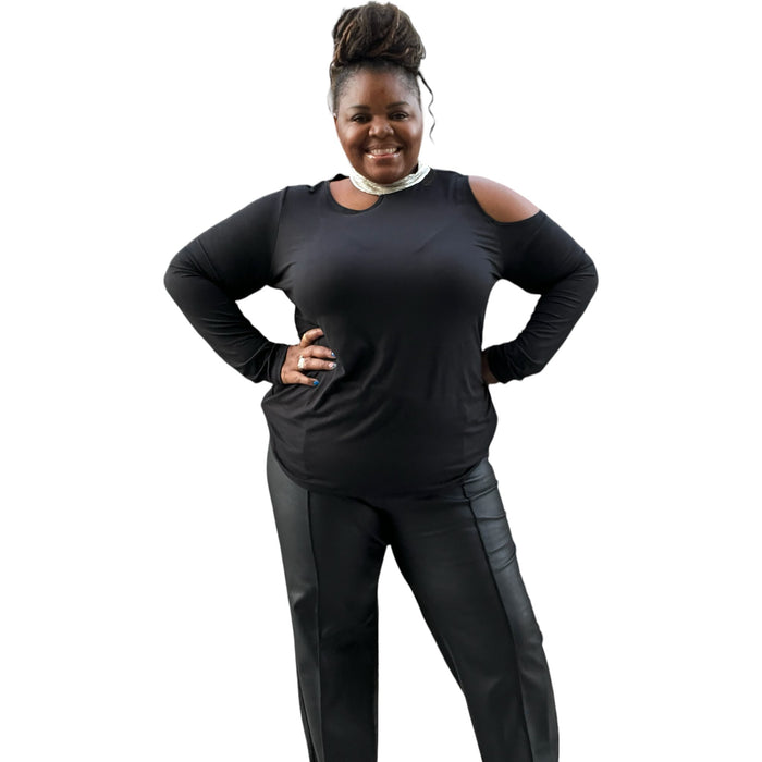 Plus Size Silver Trim Mockneck Top - Fabulously Dressed Boutique