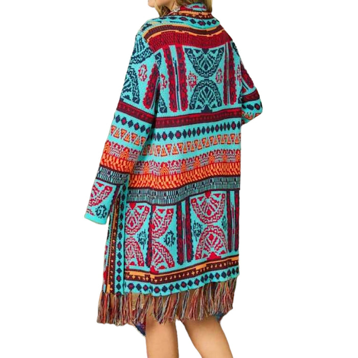Plus Size Turquoise Tribal Cardigan - Fabulously Dressed Boutique