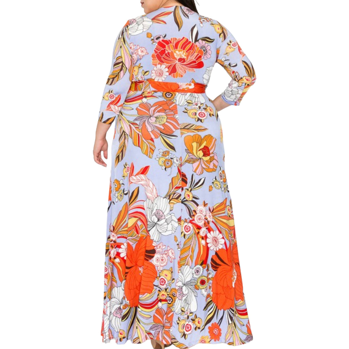 Plus Size Vibrant Floral Faux Wrap Maxi Dress - Fabulously Dressed Boutique