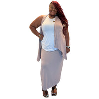 Plus Sleeveless Draped Open Front Cardigan - Fabulously Dressed Boutique