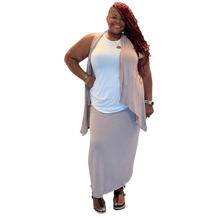 Plus Sleeveless Draped Open Front Cardigan - Fabulously Dressed Boutique