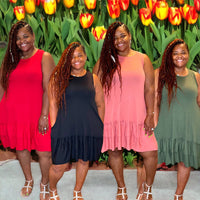 Plus Sleeveless Ruffled Hem Dress - Fabulously Dressed Boutique