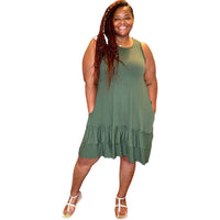 Plus Sleeveless Ruffled Hem Dress - Fabulously Dressed Boutique