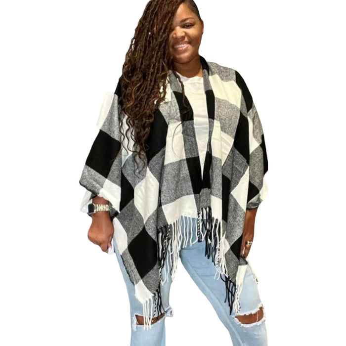 The Plaid Cardigan/ Poncho - Fabulously Dressed Boutique