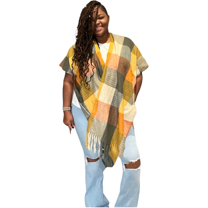 The Plaid Cardigan/ Poncho - Fabulously Dressed Boutique