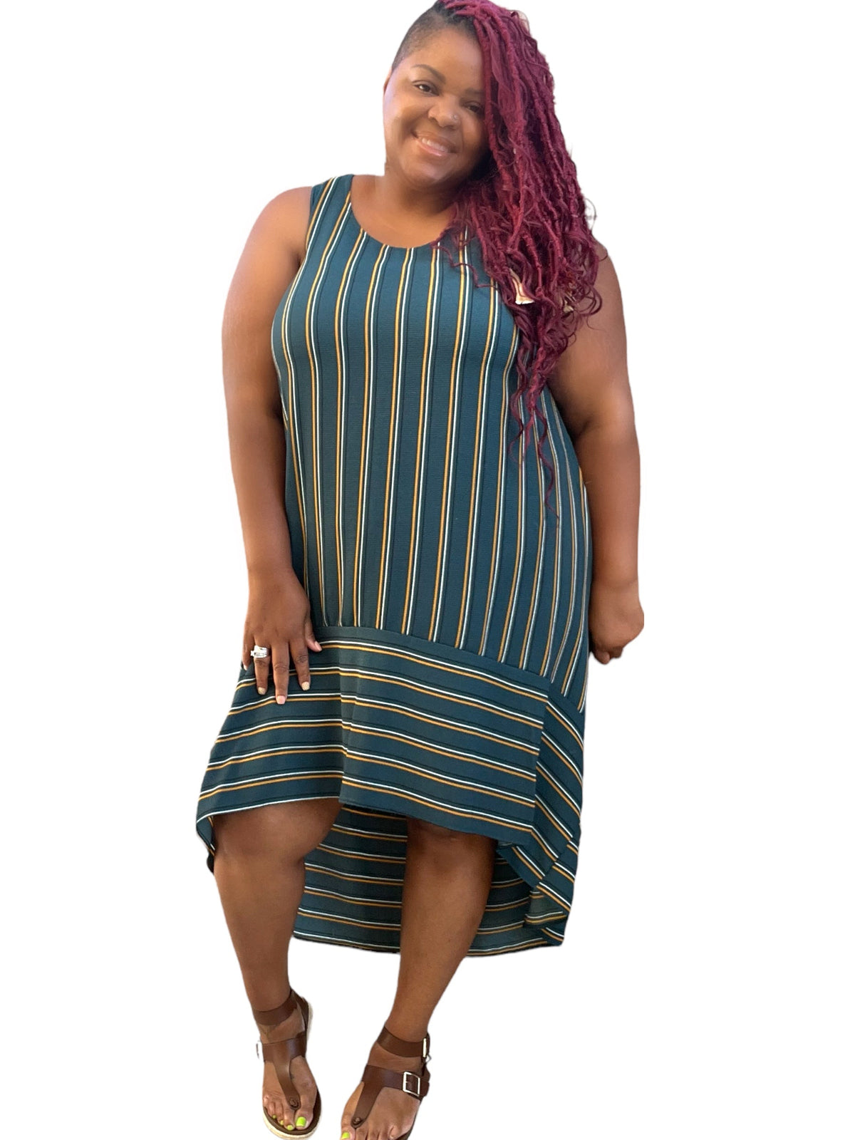Casual Striped Plus Size Maxi Dress - Fabulously Dressed Boutique