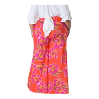 Women’s Plus Orange Floral Print Wide Leg Pants - Fabulously Dressed Boutique